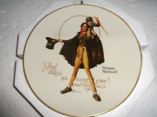 Vintage Gorham Norman Rockwell 1974 God Bless Us Everyone Said Tiny Tim Plate