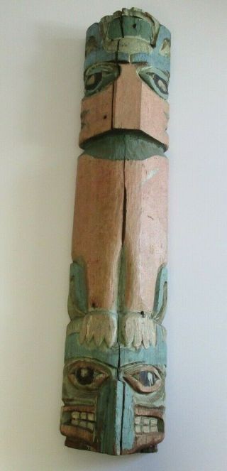Large 44 Inch Wood Totem American Lodge Folk Primitive Cedar Carving Sculpture