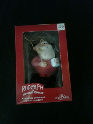 Rudolph The Red Nosed Reindeer Santa & Egg Nog Ornament Kurt Adler