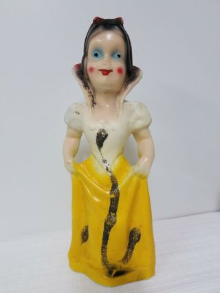 Vintage Snow White Chalkware Doll 15” Tall 1940 Carnival Prize Yellow Glitter