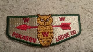 Boy Scout Patch Pokagon Lodge 110 Order Of The Arrow Owl