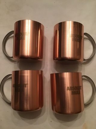 4 Absolut Vodka Mule Mugs Copper Stainless Steel