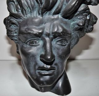 Vintage Male Head Bust 12 Pound Sculpture Bronze Edward Melcarth Heroic Head