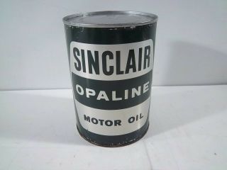 Vintage Sinclair Opaline Motor Oil Quart Can,  Gas Station Tin,  Full Qt.