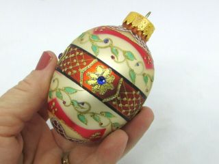 Blown Glass Fancy Ut Egg Shape Christmas Ornament