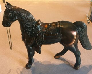 Vintage Bronze/brass Metal Horse Bronze Color Large 10 " Tall Carnival Prize