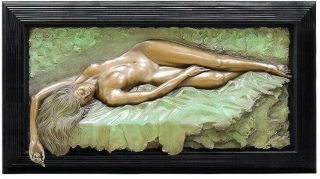 Bill Mack Bonded Bronze Relief Sculpture Large Female Nude Signed Art
