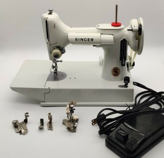 Vintage Singer 221k White Featherweight Portable Sewing Machine