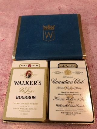 Vintage Playing Card Deck Canadian Club Whiskey And Walkers Deluxe Bourbon