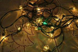 Vintage Miniature Christmas Lights Clear Slip On Flower Light Reflectors Yellow