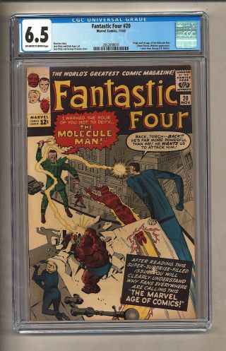 Fantastic Four 20 (cgc 6.  5) Ow/w Pages; 1st App Molecule Man 1963 Marvel (26483