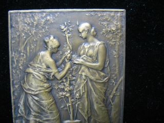 1892 French Art Nouveau bronze Medallion plaque by Daniel - Dupuis 2