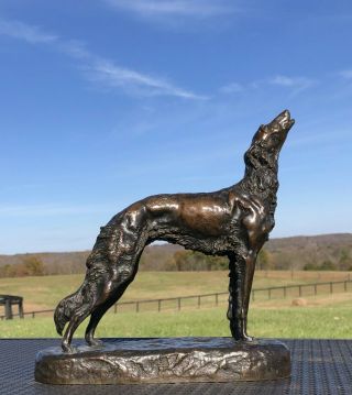 19th Century Bronze Sculpture Of A Russian Wolfhound - Mathilde Thomas Soyer