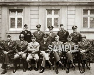1945 Ww2 Photo Us Senior Officers,  Eisenhower,  Patton,  Bradley
