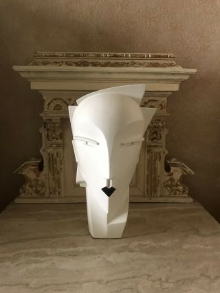 Vtg Signed Lindsey B Sculpture 1984 Head Plaster Ceramic Art Deco Mod 80’s Art