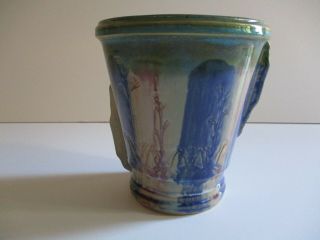 Unusual Mid Century Modern Ceramic Studio Pottery Pot Vase Abstract Art Deco