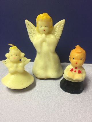 Vintage Gurley Candles Christmas 2 Angels 1 Choir Boy