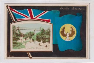 Vintage Postcard South Australia Flag Series Railway Bridge N.  Territory 1900s