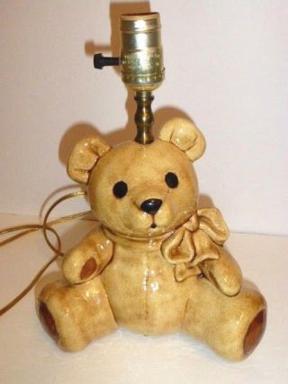 Teddy Bear Ceramic Table Lamp Base By Kiddie Light,  Adorable