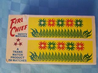 Vintage Fire Chief Safety Matches Matchbox Large Kitchen Wood Match Sticks