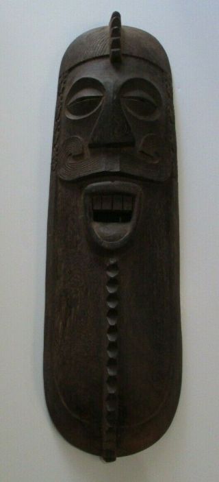 Vintage Large Wood Carving Mask Papua Guinea? Island Art Tiki Zealand ?