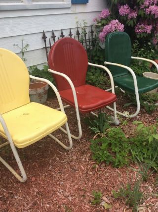 3 Chairs Retro Metal 3 Piece Set Vintage Lawn Outdoor Patio Real Deal