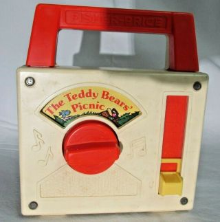 Vintage Fisher Price Teddy Bears Picnic Radio Wind Up Music Box 1979
