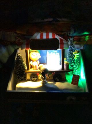 Peanuts Charlie Brown Kurt Adler Lights Up Musical Christmas Tree Popcorn Cart