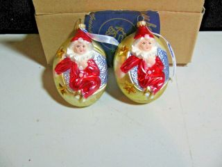Vintage Christmas Decoration Glass Ornament Jester In Half Moon Lauscha Germany