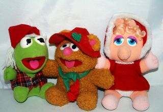 Vtg Mcdonalds Muppet Babies Miss Piggy Kermit Fozzie Bear Christmas Plush 1987