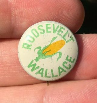 Roosevelt Wallace Corn 1940 Agriculture 3/4 " Fdr Button Geraghty & Co Pin R16