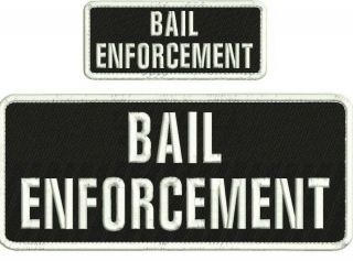 Bail Enforcement Embroidery Patches 4x10 And 2x5 Hook Letters White