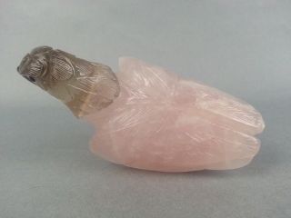 Decorative Rose quartz Tiger Eye Stone Hand Carved Bird Pink 3