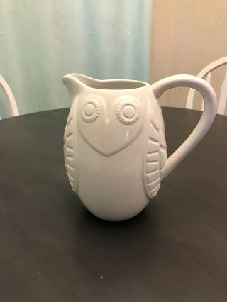 Happy Chic White Owl Pitcher By Jonathan Adler 8 1/2 Inch
