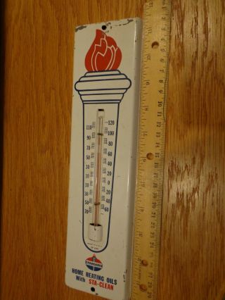 Vintage Standard Home Heating Oils With Sta - 11 1/2 " Metal Thermometer