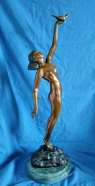Pierre Le Faguays Message Of Love Bronze Statue Susse Freres Foundry Art Deco