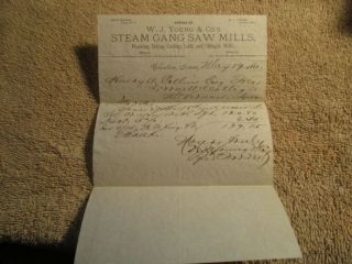1882 Cornell College Mt Vernon Iowa Letter Clinton Steam Gang Saw Mills Bill