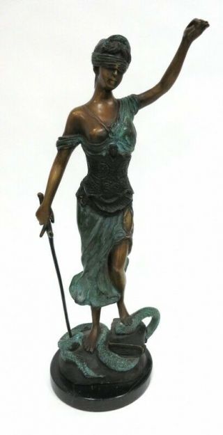 19th C.  French Signed Bronze Sculpture Of Lady Justice By Steiner