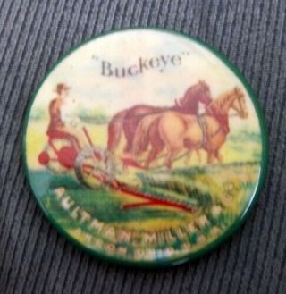 Advertising Pocket Mirror " Buckeye " Aultman Miller & Co Akron Ohio Usa Horses
