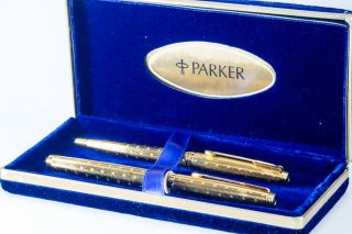 Parker 75 Perlé - Fountain And Ballpoint Pen Set - 20 Microns Gp - Nos