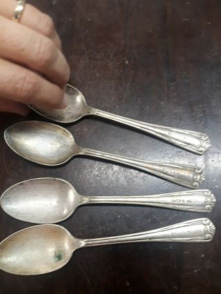 Yates Hotel Vintage Silver Triple Plate Set Of 4 Spoons