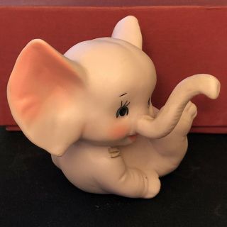 Vintage Porcelain Bisque Pink Elephant /w Tag Figurine Ring Holder 1950s Japan