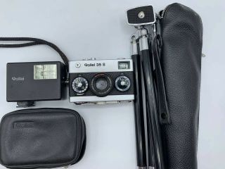 Vintage Rollei 35s Camera W/ Tripod.  Flash & Case.