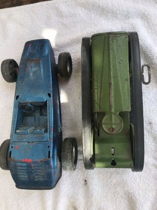 (2 Vintage Tin Toys) MARX wind - up tractor No.  1334539 And NYLINT roadster 2