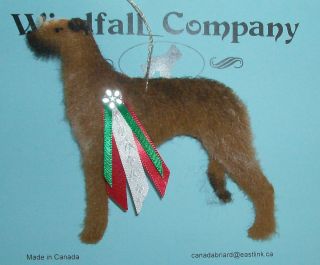Red Scottish Deerhound Dog Plush Christmas Canine Ornament By Wc