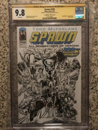 Spawn 220 Cgc 9.  8 Signed Todd Mcfarlane Youngblood Sketch Black White Variant
