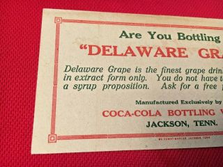 1900 ' s Coca Cola Bottling Jackson Tn Delware Grape Ink Blotter Sign Russel 2