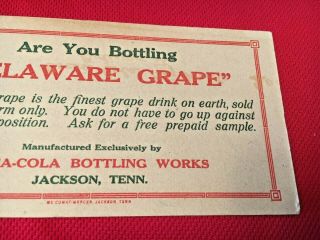 1900 ' s Coca Cola Bottling Jackson Tn Delware Grape Ink Blotter Sign Russel 3