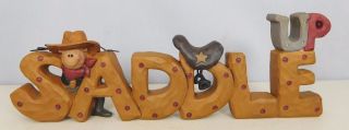 Saddle Up - Resin Block With Cowboy And Saddle By Blossom Bucket 28819