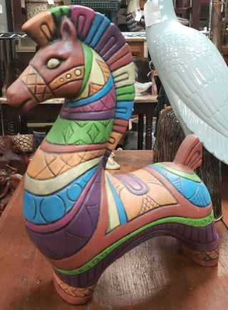 Mid Century 1967 Ceramic Multicolor Horse Sculpture